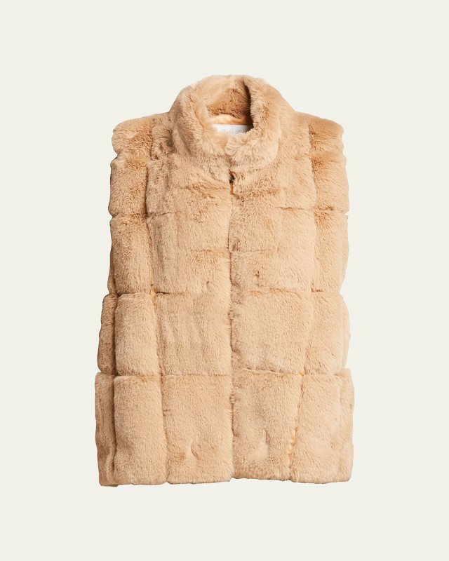 Quilted Faux Fur Swing Vest